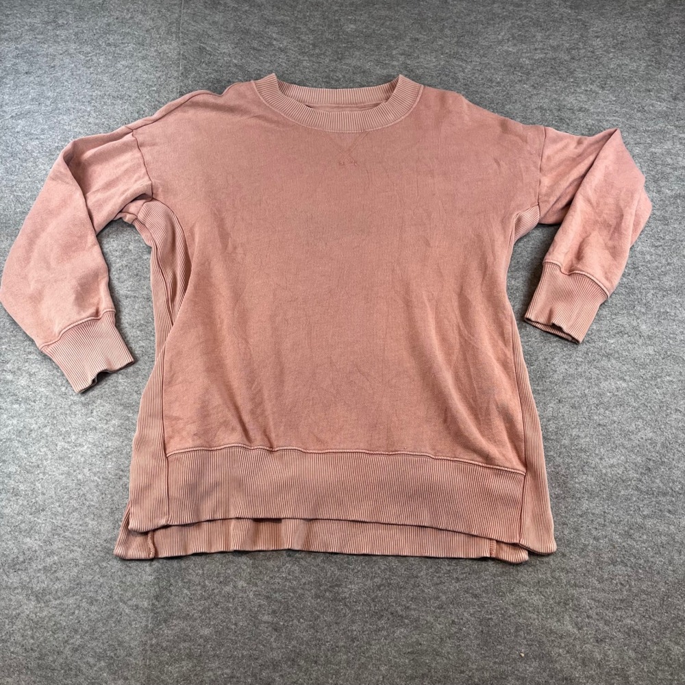 Aerie Women Oversized Sweatshirt Pink Lounge Cottagecore M Ribbed Side Panel